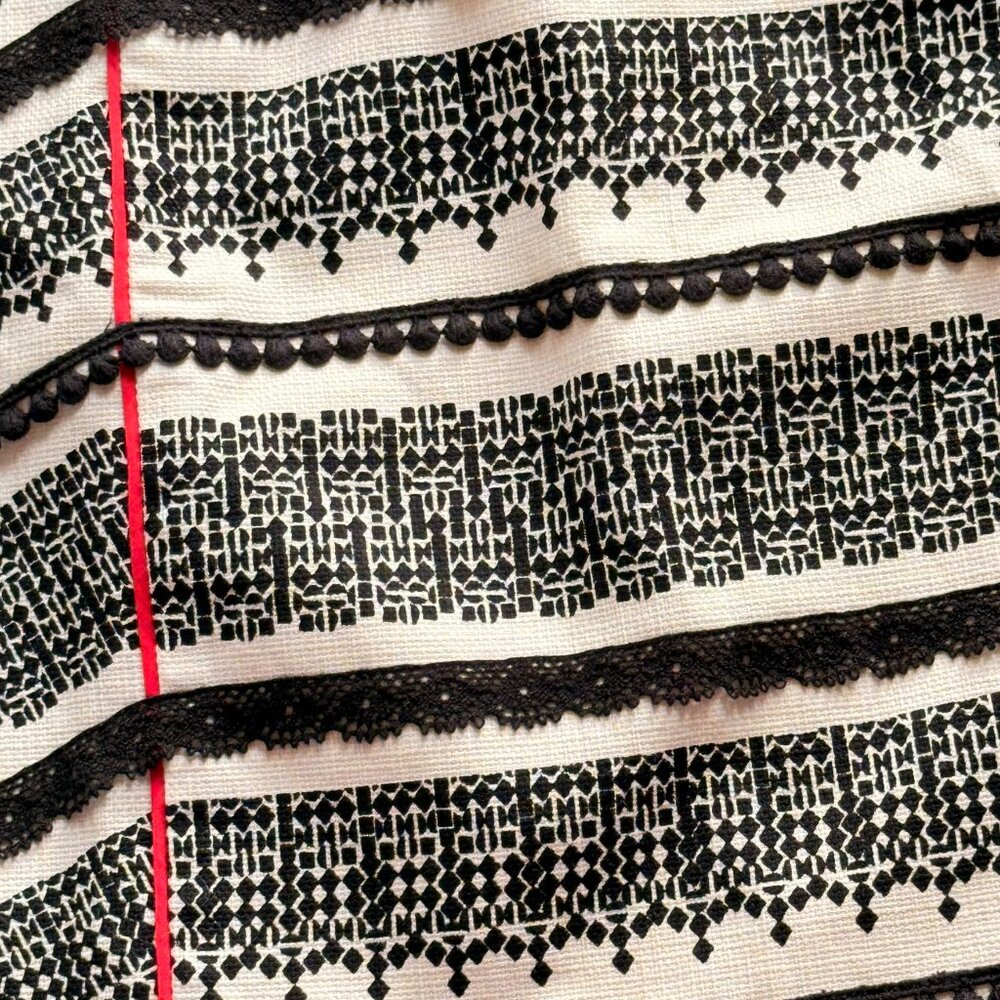 / Tabitha Anthropologie Lace Skirt 100% Cotton Printed Office Spring Summer US10 - Picture 2 of 3